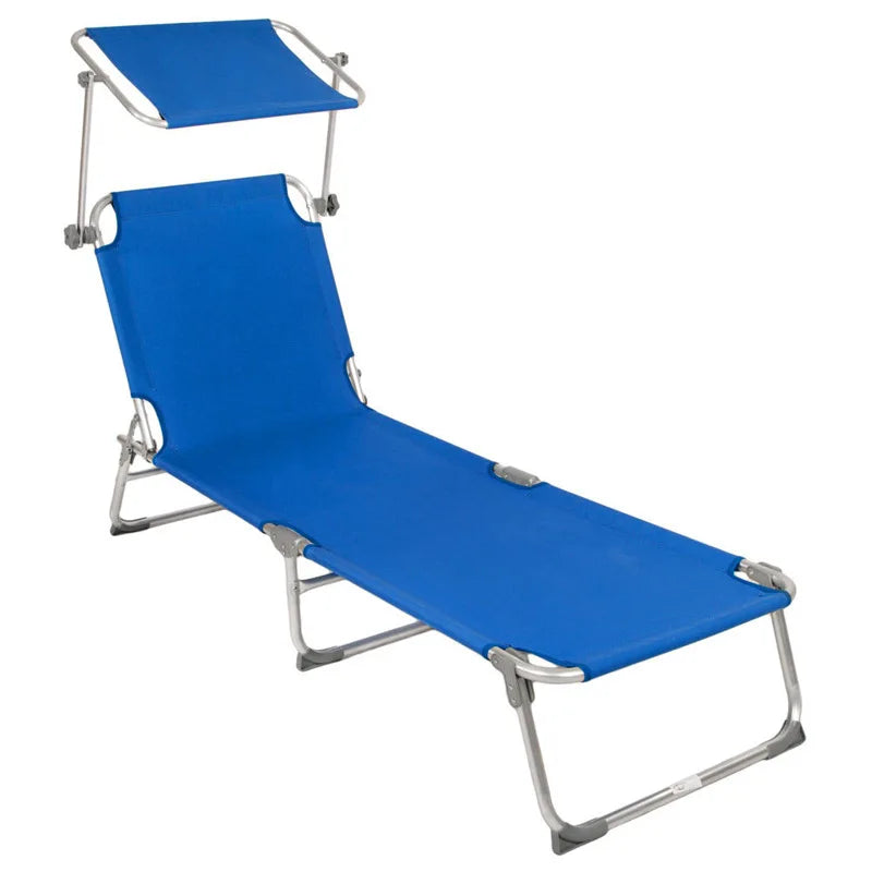 Modern Design Outdoor Portable Tri-fold Beach Chair Recliner with Awning Foldable Feature for Camping and Beach Use