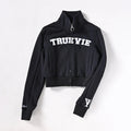 Custom Tracksuit With 3D Embroidery Logo Zipper Cropped Hoodie and Shorts Set