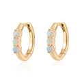 LOZRUNVE S925 Sterling Silver Gold Vermeil Dainty Opal Huggie Hoop Earring