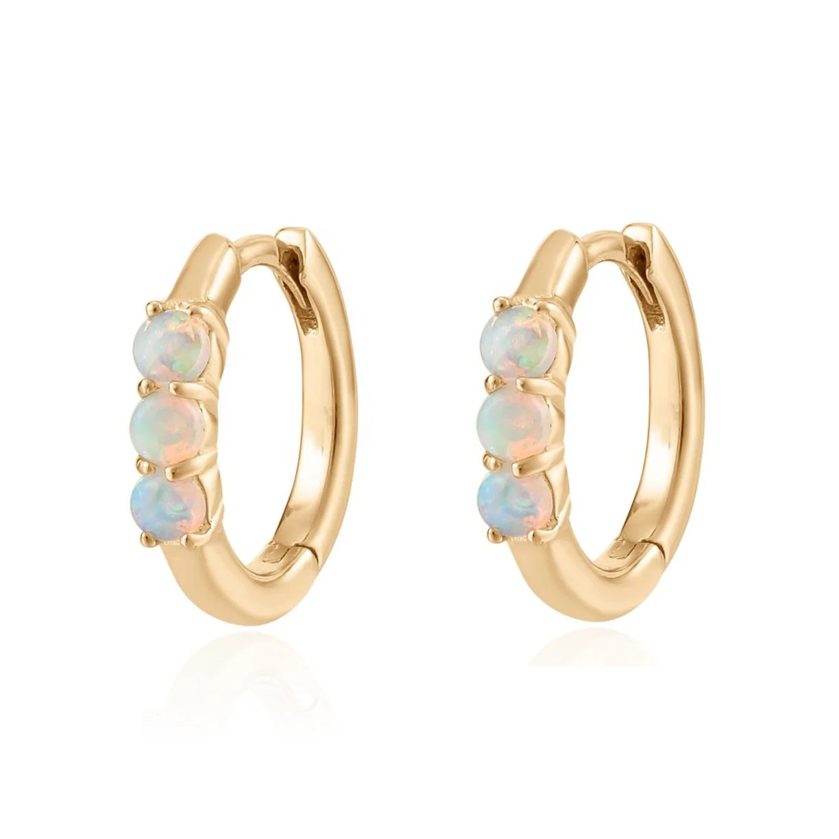 LOZRUNVE S925 Sterling Silver Gold Vermeil Dainty Opal Huggie Hoop Earring