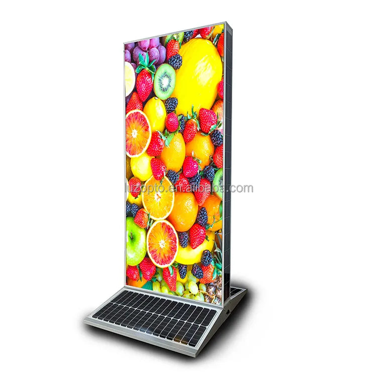 LUZ SP-002 Double-Sided Wall-Mounted Rechargeable Advertising Waterproof LED Lightbox Solar-Powered Outdoor Sign 2835 SMD LED DC