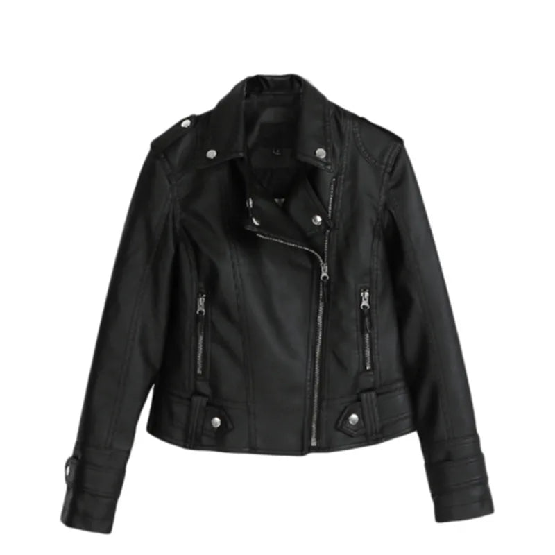 Hot Selling Women Faux Leather Parka Jacket Plus Size Zip up Motorcycle Biker Jacket Women's Jackets and Coats