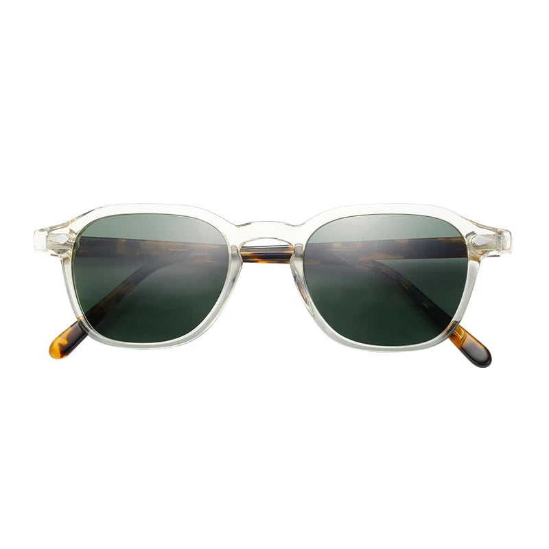 Classic Vintage Luxury Brand Designer Sunglasses for Men and Women Transparent Acetate Frame Comfortable Polarized Sun Glasses