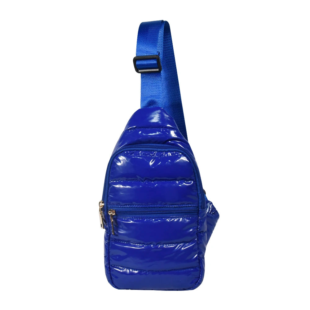 Lady Quilted  Rhombus Puffer  Bag  Shoulder Leather Sling Bag Crossbody  Chest   Bag