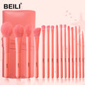 BEILI 15pcs pink Luxury Synthetic Hair Professional Custom logo Makeup Brush Set Private Label Customization Wholesale