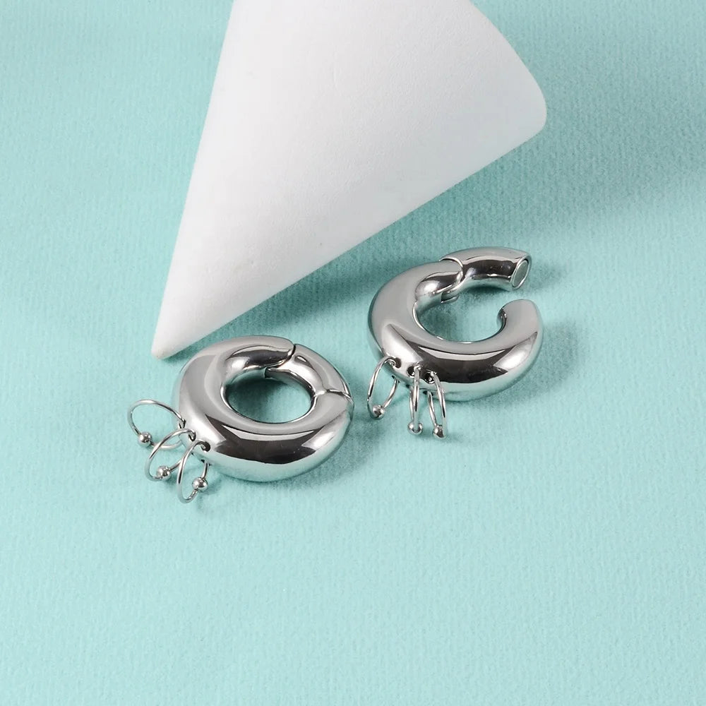 Wholesale Body Stainless Steel Magnetic Circle Ear Weights Large Gauge Scorpion Moon Piercing Earrings Heavy Ear Taper Steel
