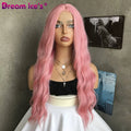 28inch Long Silky Straight Hot Pink Lace Front Synthetic Hair Wigs Heat Resistant Fiber Synthetic Lace Wigs for Women Daily Wear