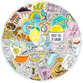 50Pcs English Phrase Graffiti Decorative Stickers Label for Luggage Laptop Guitar Scrapbook Skateboard Waterproof Sticker