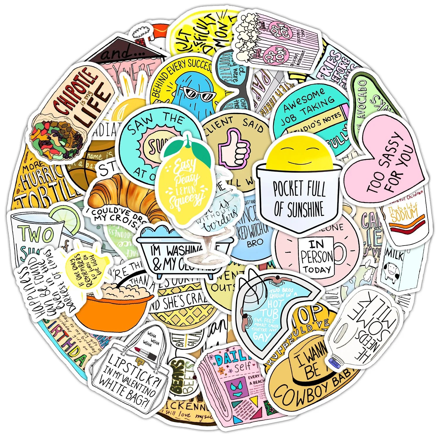 50Pcs English Phrase Graffiti Decorative Stickers Label for Luggage Laptop Guitar Scrapbook Skateboard Waterproof Sticker