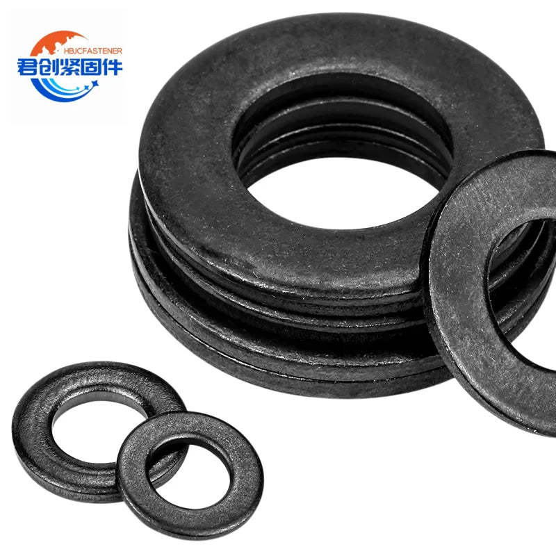 High Strength 8.8 Flat Washers in Black Iron with Rubber Brass Aluminium Zinc Finish Gaskets for Screws DIN125/GB Standards