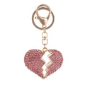 Fashion Hollow Heart Break Shape Key Fob Chain Red Rhinestone Crystal Heartbreak Keychain for Gift