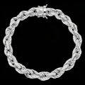 Different Size Luxury Hip Hop Iced Out Rhodium Plated Brass Twist Rope Chain Bracelet With White Zircon Stones