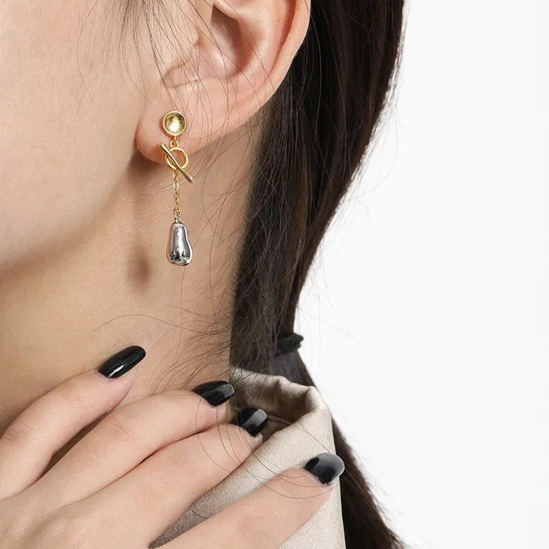 925 Sterling Silver Fashion OT Buckle Statement Earrings Long Drop 18K Gold Earrings Fashion Earrings Women Luxury Jewelry
