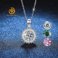 Factory Price 925 Sterling Silver Crystal Halo Necklace Women Gra Moissanite Jewelry Diamond Necklace