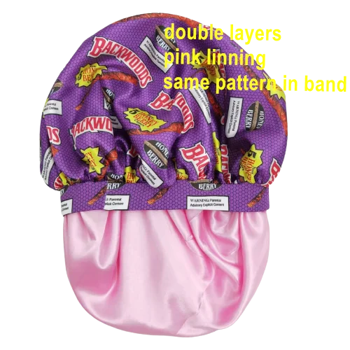 Extra Large Double Layer Reversible Adjustable Satin Sleep Bonnet for Sleeping Hair Bonnet