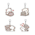 Promotion Acrylic Charm Keychain Super Cute Couple White and Grey Couple Bear  Metal Keychains Ring for Accessories Bag Pendant