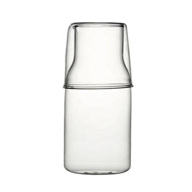 Madou 550Ml Bedside Water Carafe Set Nightstand Night Tumbler Glass with Cup Set Direct Drinking for Party Occasions