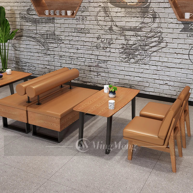 Cheap Restaurant Tables Chairs Cafe Table Wood and Metal Dining Chair Coffee Shop Furniture
