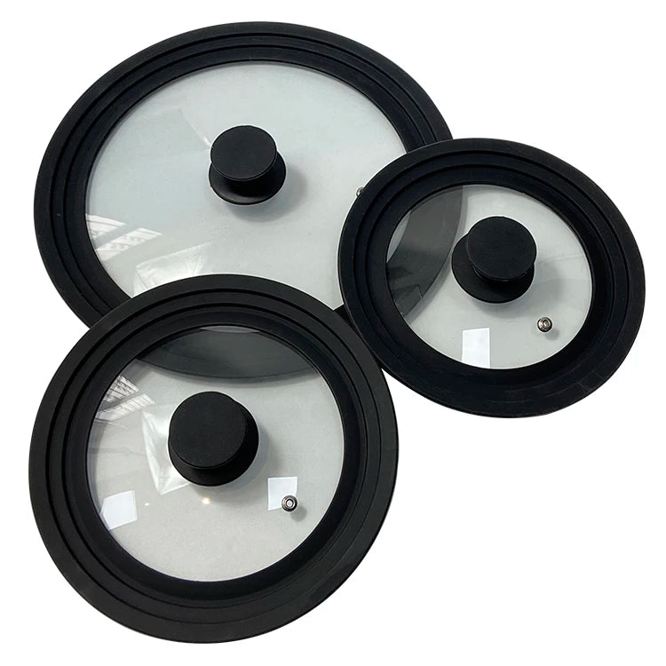 WONDERFUL Heat Resistant and Safe Silicone Pan Lids 22-24-26CM Toughened Glass Covers Universal Cooking Lids Kitchen Accessories