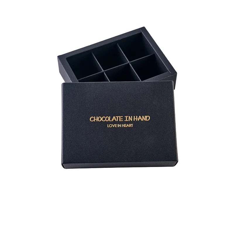 Luxury Chocolate Folders with Recyclable Die Cuts and Paper Dividers for 6 Cardboard Boxes for Food