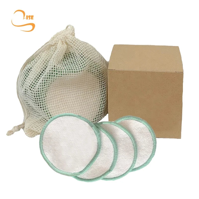 Eco-friendly 3.15" Round Soft Bamboo Terry Face Makeup Remover Pads Girls Reusable Remover Facial Wipes