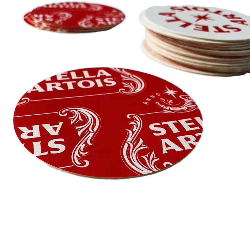 Custom Printed Absorbent Paper Cup Coasters in Various Materials