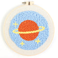 Beginner-Friendly Planet Cross Stitch DIY Needlework Craft Stamped Monk Cloth Hoop Full Set Embroidery Cotton Punch Needle Kit