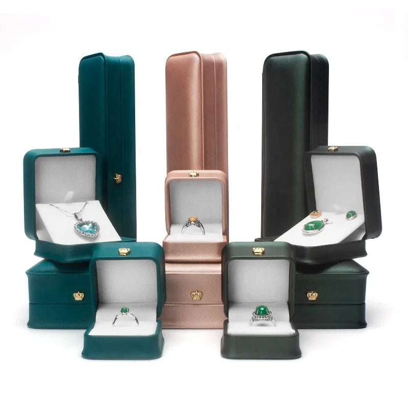 Factory Direct Sale PU Leather Necklace Box Personalized Blue Ring Box Packaging Jewelry Box