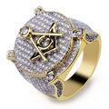 Vintage Charm Masonic Crystal Rings Freemason Symbol a G Templar Freemasonry Hip Hop Punk Men Ring Etherial Handmade Ring