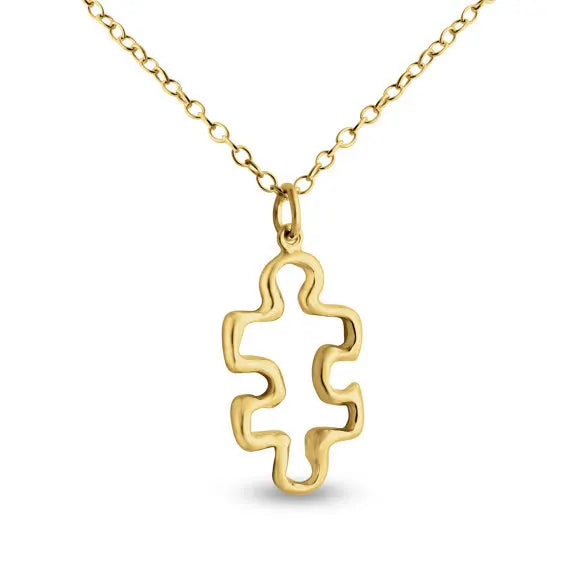 Manufacturer Antique Silver Gold Plated Jigsaw Puzzle Pieces Charm Autism Speaks Awareness Necklace Jewelry Pendant Necklaces