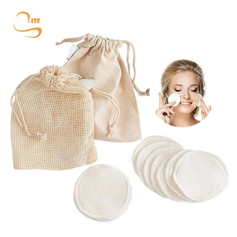 Eco-friendly 8cm Round Bamboo Facial Cleansing Pads Chemical Free Soft Reusable Remover Pads Cotton