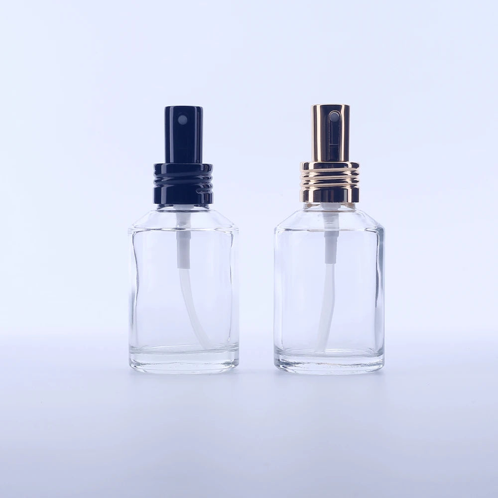 Customizable Colored Clear Glass Cosmetic Pump Bottle for Lotion Serum 15ml 30ml 60ml Skincare Empty Pump Glass Bottle