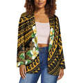 Dropshipping Full Sleeve Work Blazer Casual Lady Jacket Hibiscus Flower Design Women Print on Demand Blazer Woman Custom