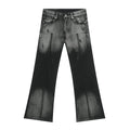 Custom Fashion American Style Heavy Stone Washed Denim Men Gradual Change Faded Flare Jeans Men Patchwork Sewing Designer Jeans