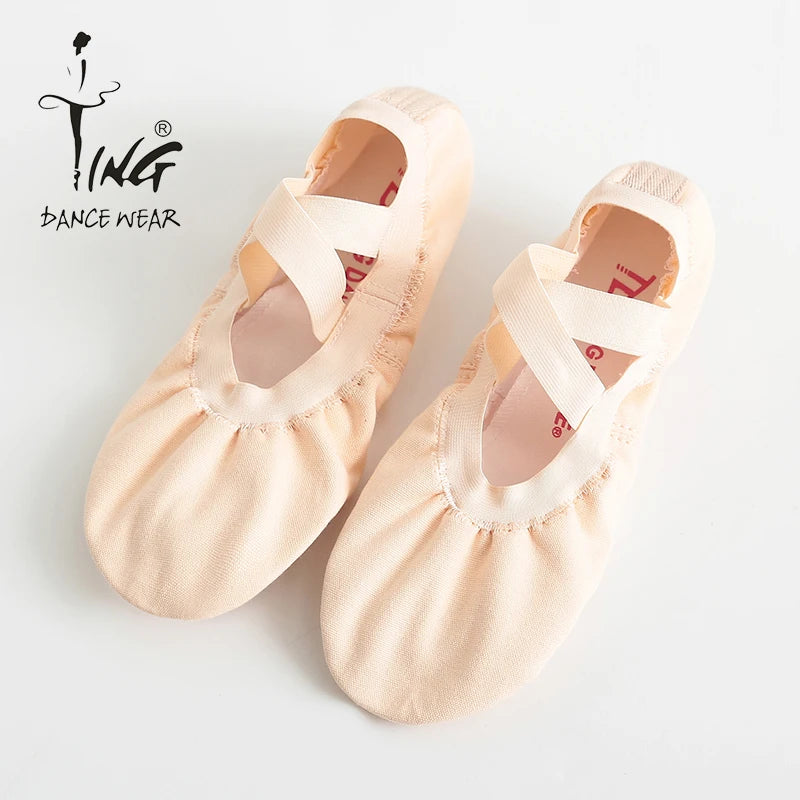 High Quality Professional Low Age Girls Pink Custom Ballet Shoe Customization Canvas Split Sole Flats Dance Ballet Shoe