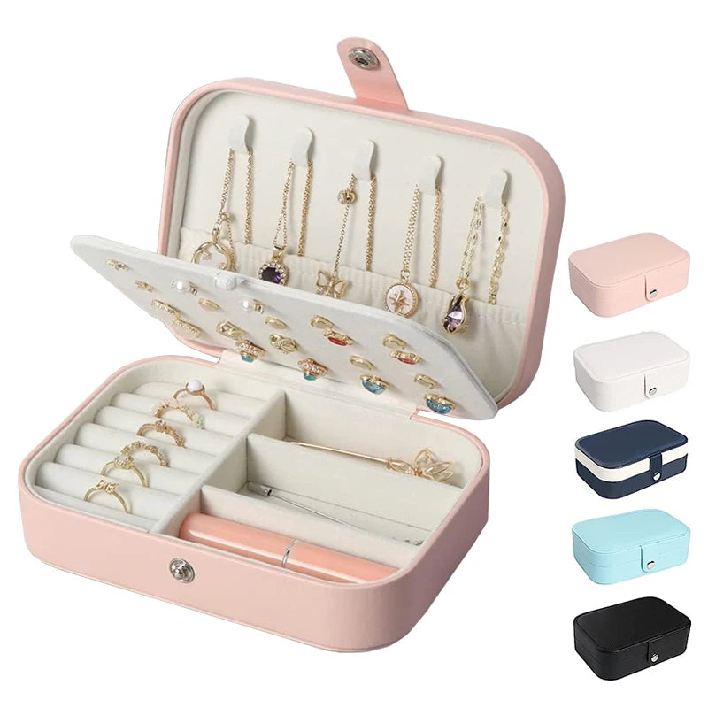 Wholesale Small Travel Jewelry Case Organizer Portable Jewelry Storage Box with Earrings Holder Board for Rings Necklaces