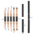 Custom Logo Double-Ended Nylon Nail Art Liner Flat Brush with Metal Handle Multi-Functionality for Manicure Salon Black KEMEISI