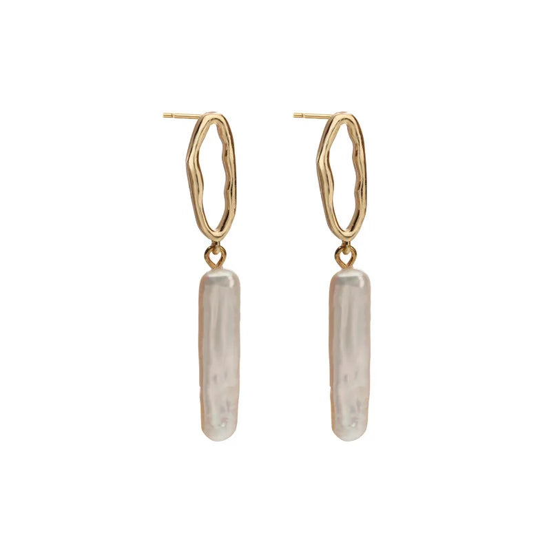 Original Design Baroque Toothpick Natural Shaped Freshwater Pearl Earrings S925 Silver Needle Niche Luxury Earrings for Women