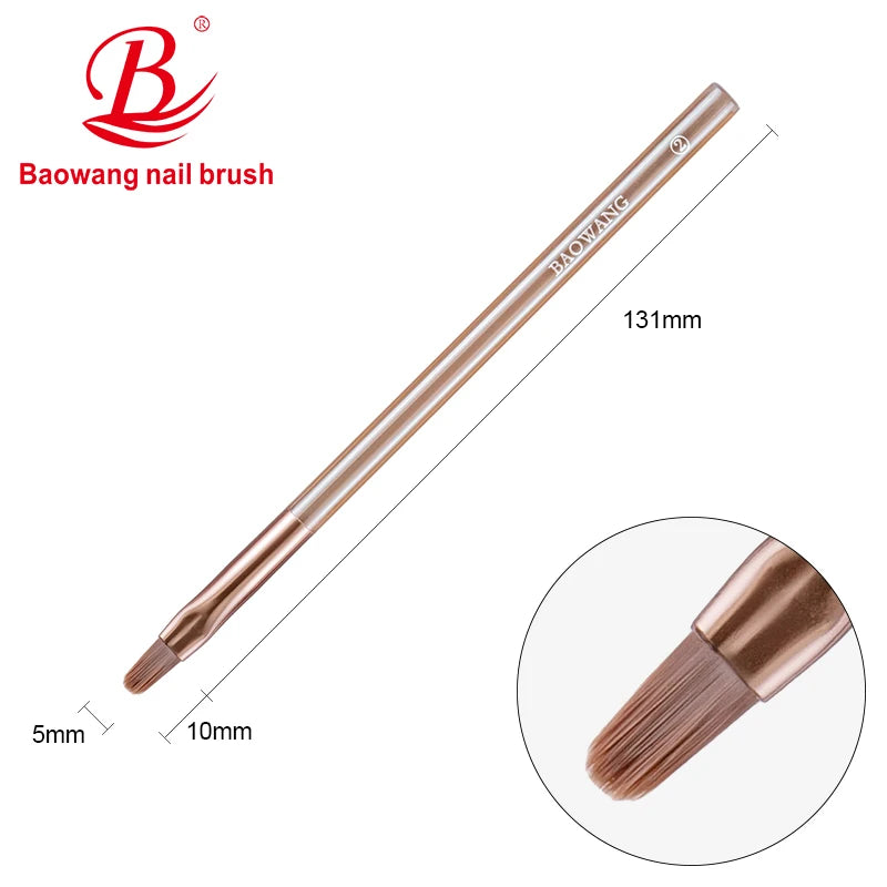 High Quality Round Gel Brush with Clear Brown Acrylic Handle Imported PA Nylon Hair UV Gel Brush by Nail Brush Supplier BW11-2