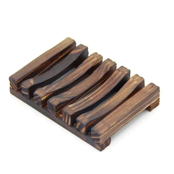 Wooden Carbonization Soap Dish Natural Wood Brown Soap Ladder Rack Soap Holder