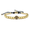 Wholesale Men's Trendy Macrame Woven Bracelet Custom Logo Beads with White Zircon Diamond Stainless Steel Friendship Bangles