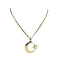 18K Gold Plated Necklace Stainless Steel Moon Star Pendant Necklace Fine Jewelry Accessories for Men Women Necklace