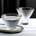 Wholesale Japan Style Transparent Hammer Grain Milk Cream Cup Gold Rim Salad Dessert Glass Cup