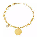 18k Gold Plated Stainless Steel Jewelry Party French Double-sided Elizabeth Round Pendant Bracelet for Women