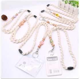 New Arrive Teacher Lanyard Breakaway ID Holder Bead Badge Accessory Key Fob Necklace Spring Silicone Beads Lanyard