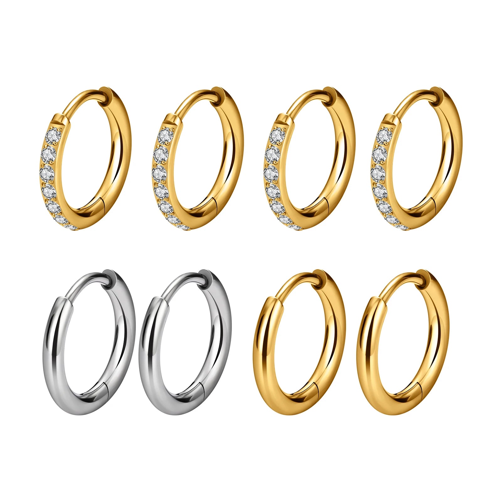 2pcs G23 Titanium 1.0mm Post Earring Hoop CZ Hinged Segment Round Ring for Women Ear Tragus Cartilage Helix Piercing Jewelry