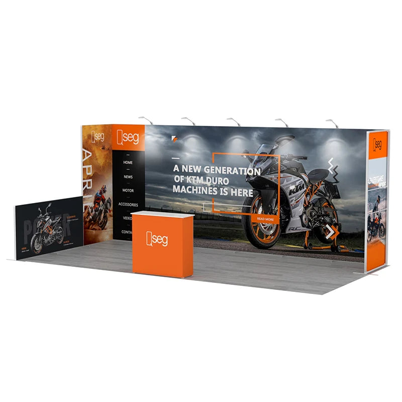 Best Price Qseg QS-3x6-240613 Aluminum Portable 10x20 Trade Show Booth Modular Tool Less Dye Sublimation Printed Washable