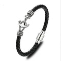 Vintage Men's Jewelry Bangle Anchor Genuine  Cuff Leather Bracelet Stainless Steel Magnetic Clasp Jewelry Bracelet for Men