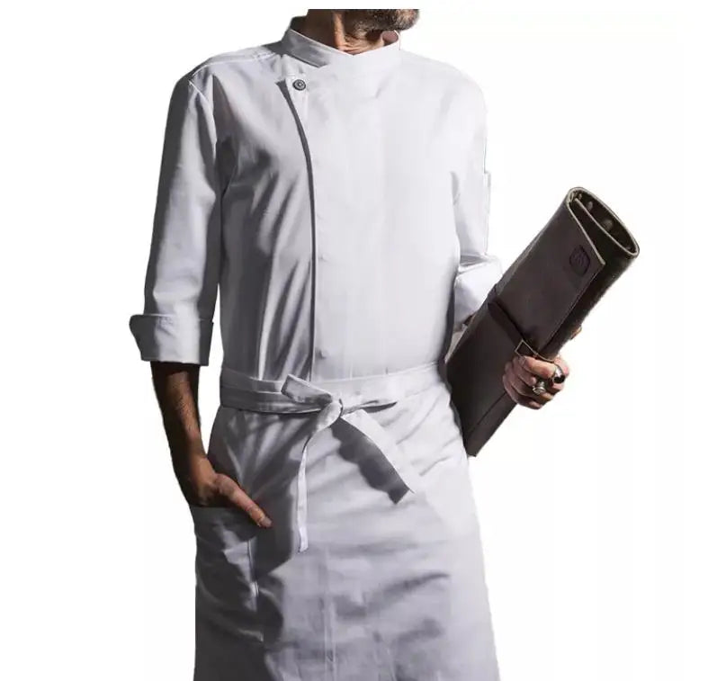 Professional Unisex Summer Twill Crossover Collar Chef Jacket Half Sleeves Washable Polyester/Cotton Restaurant Hotel Kitchen