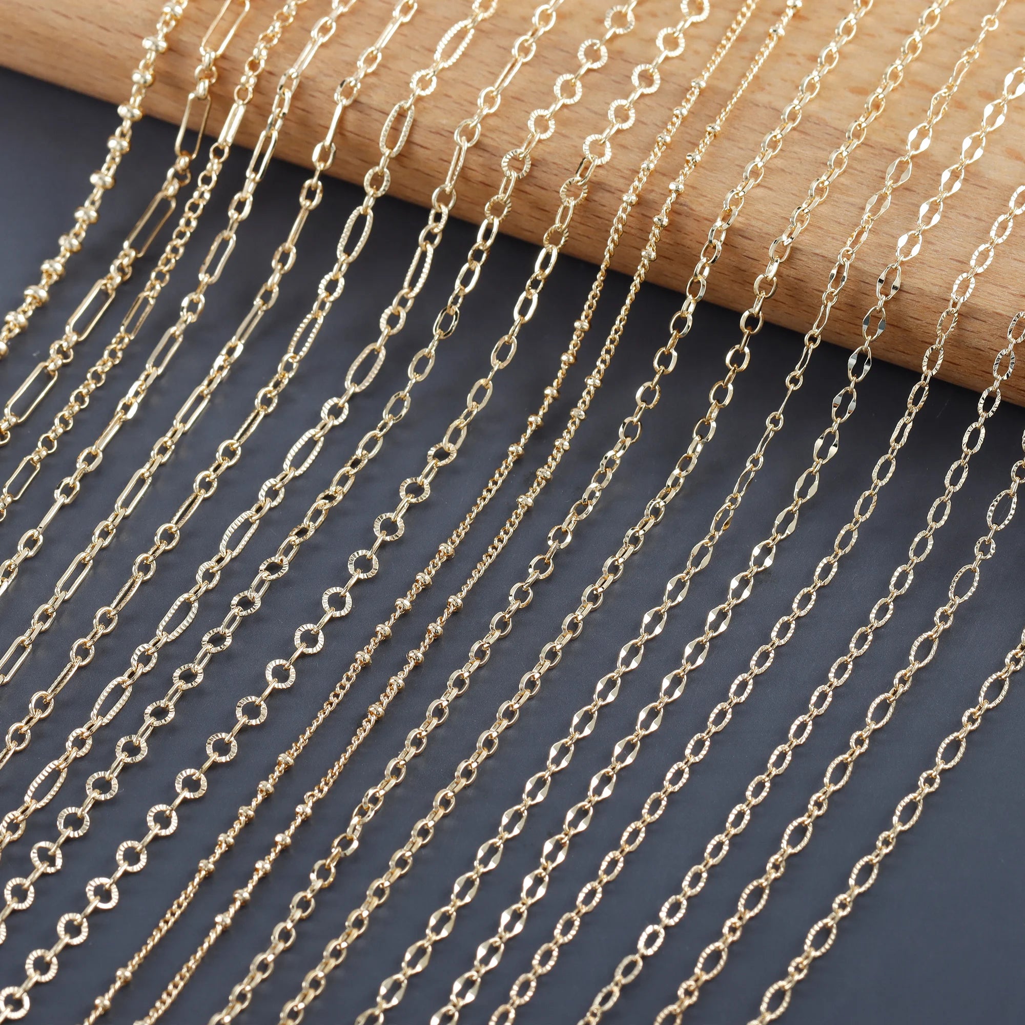 C227 3m/lot Diy Chain18k Gold Platedcopperpass REACHnickel Freebracelet Necklacejewelry Making Finding